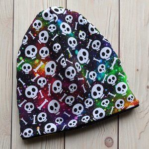 NEW! Rainbow Skulls + Stripes Reversible Beanie